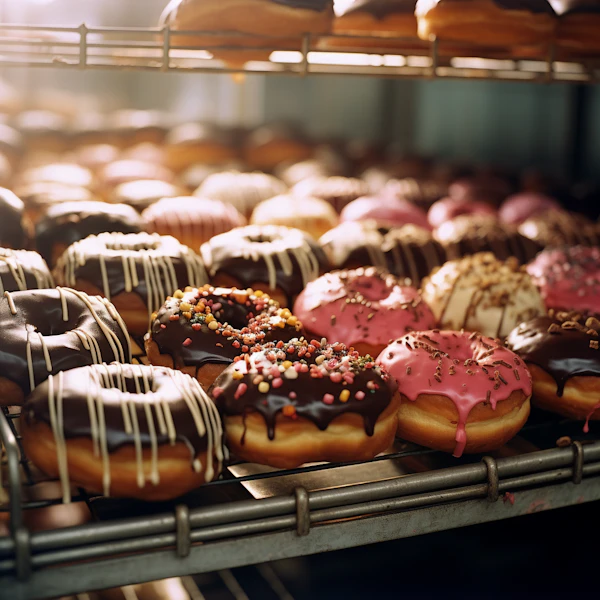Assorted Gourmet Donuts Display