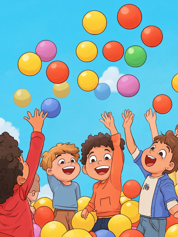 Children Playing with Colorful Balls