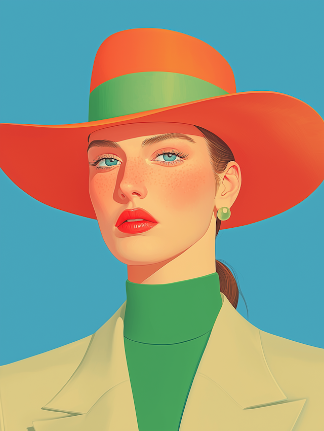 Portrait of a Woman in Orange Hat