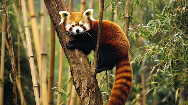 Red Panda in Bamboo Forest