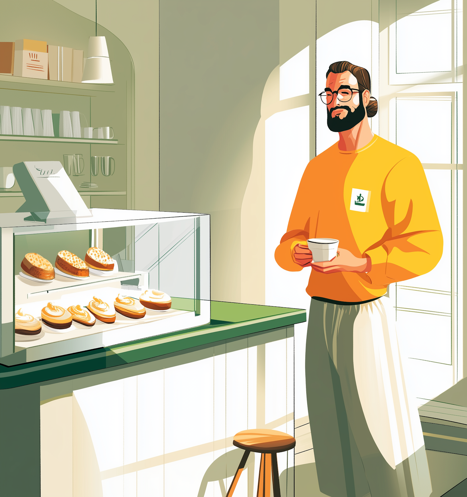 Man in Cafe Illustration