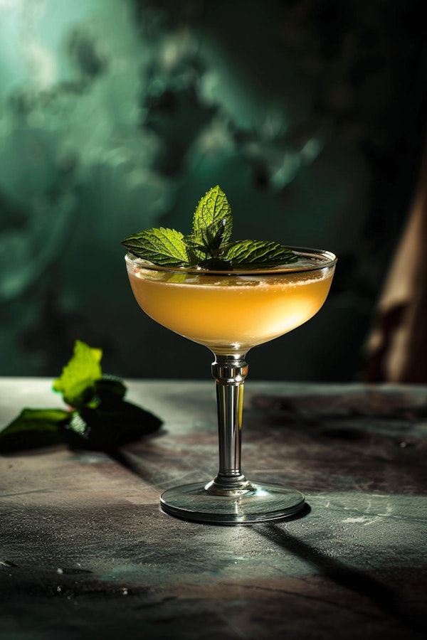 Elegant Cocktail with Mint Garnish