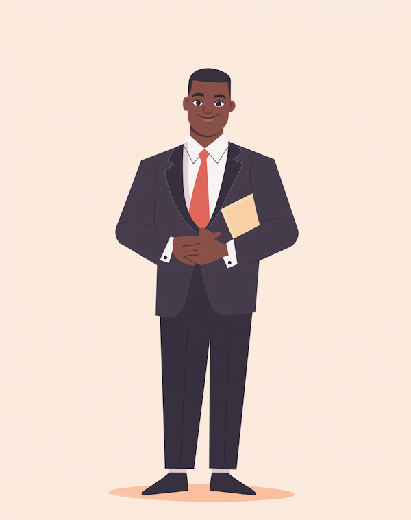 Professional Cartoon Man in Suit