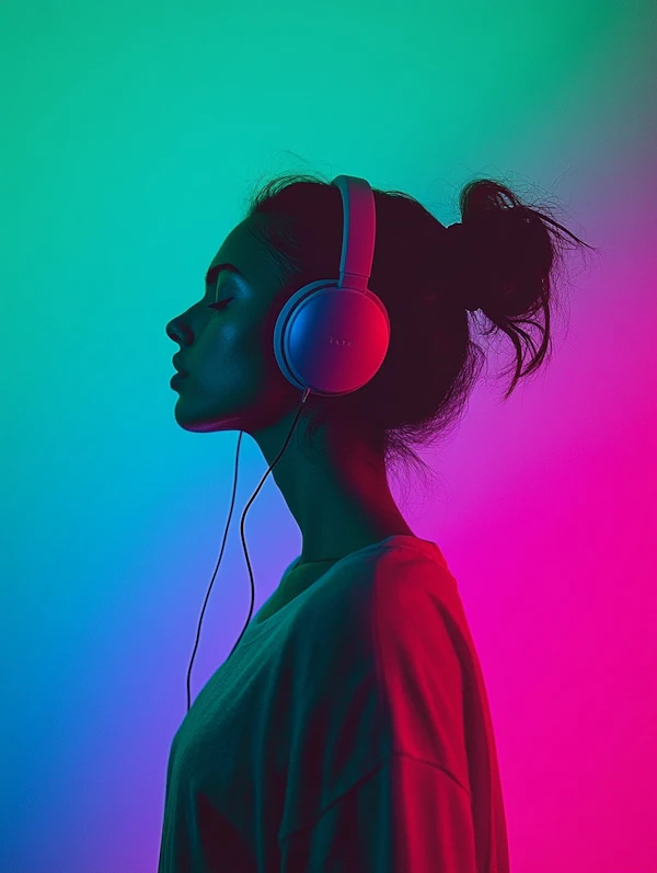 Woman Immersed in Music