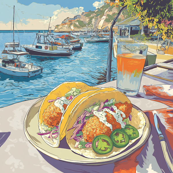 Vibrant Seaside Tacos Illustration