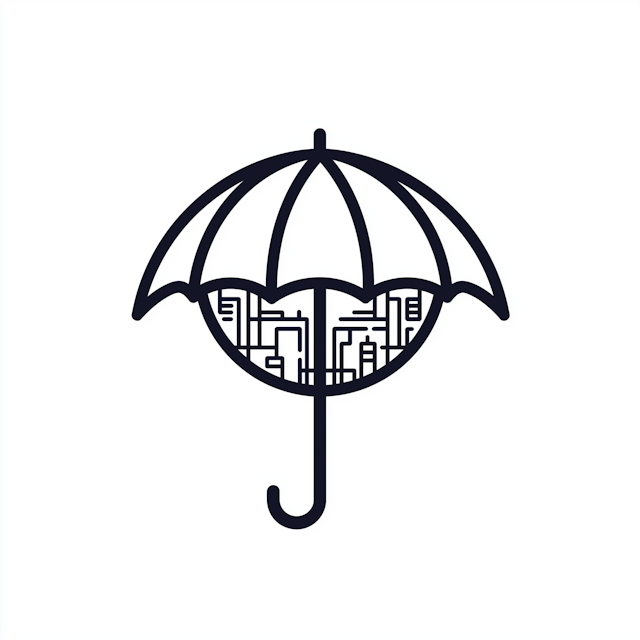 Technological Umbrella Illustration