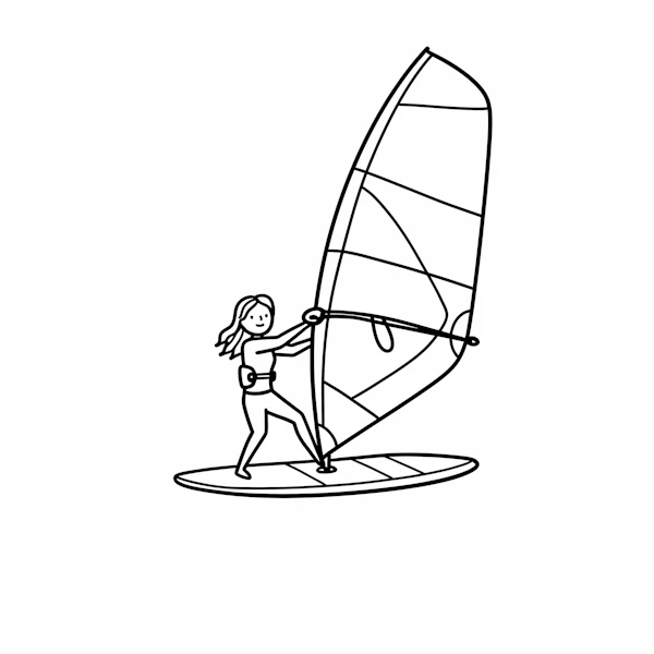 Windsurfing Line Art