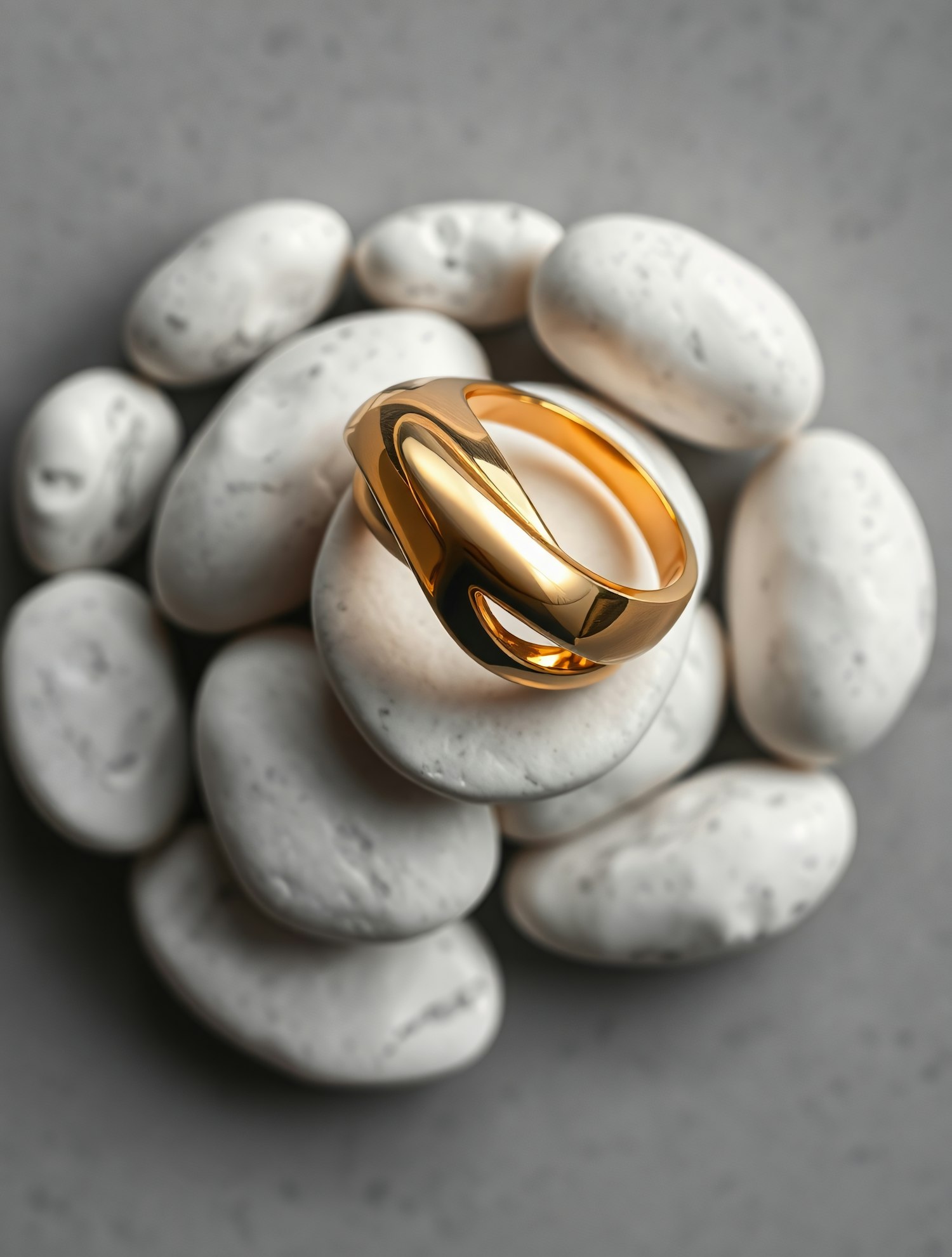 Gold Ring on White Stones