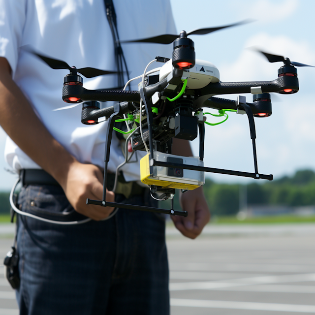 Drone in Hand with Camera Ready for Flight