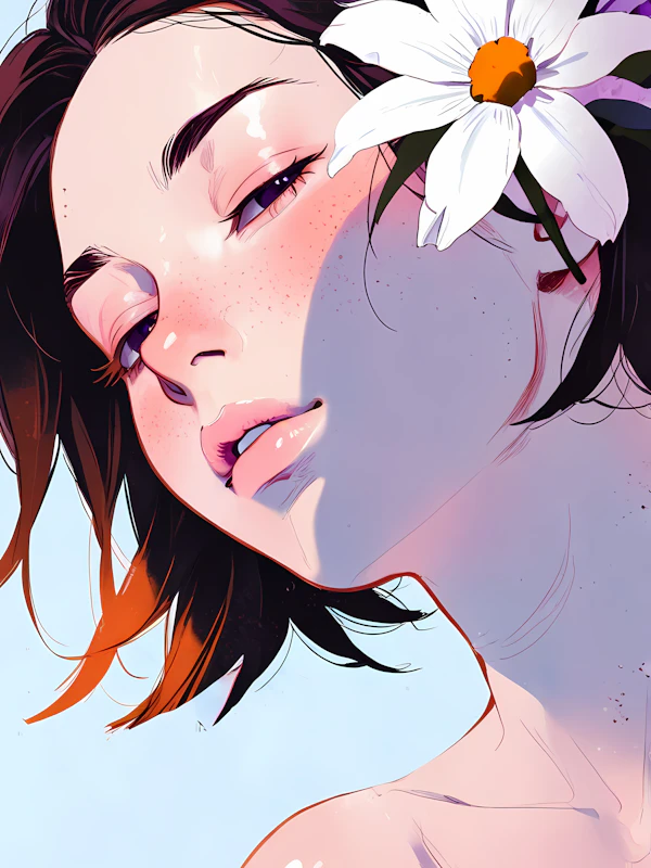 Serene Portrait with Flower