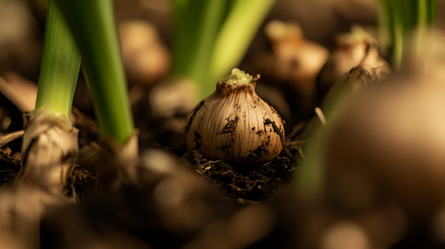 Bulb in Soil Close-Up