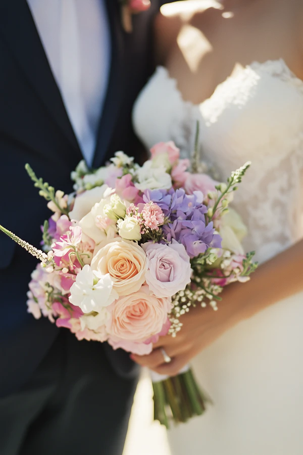 Wedding Couple with Bouquet
