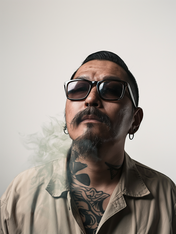 Confident Man with Sunglasses and Tattoos