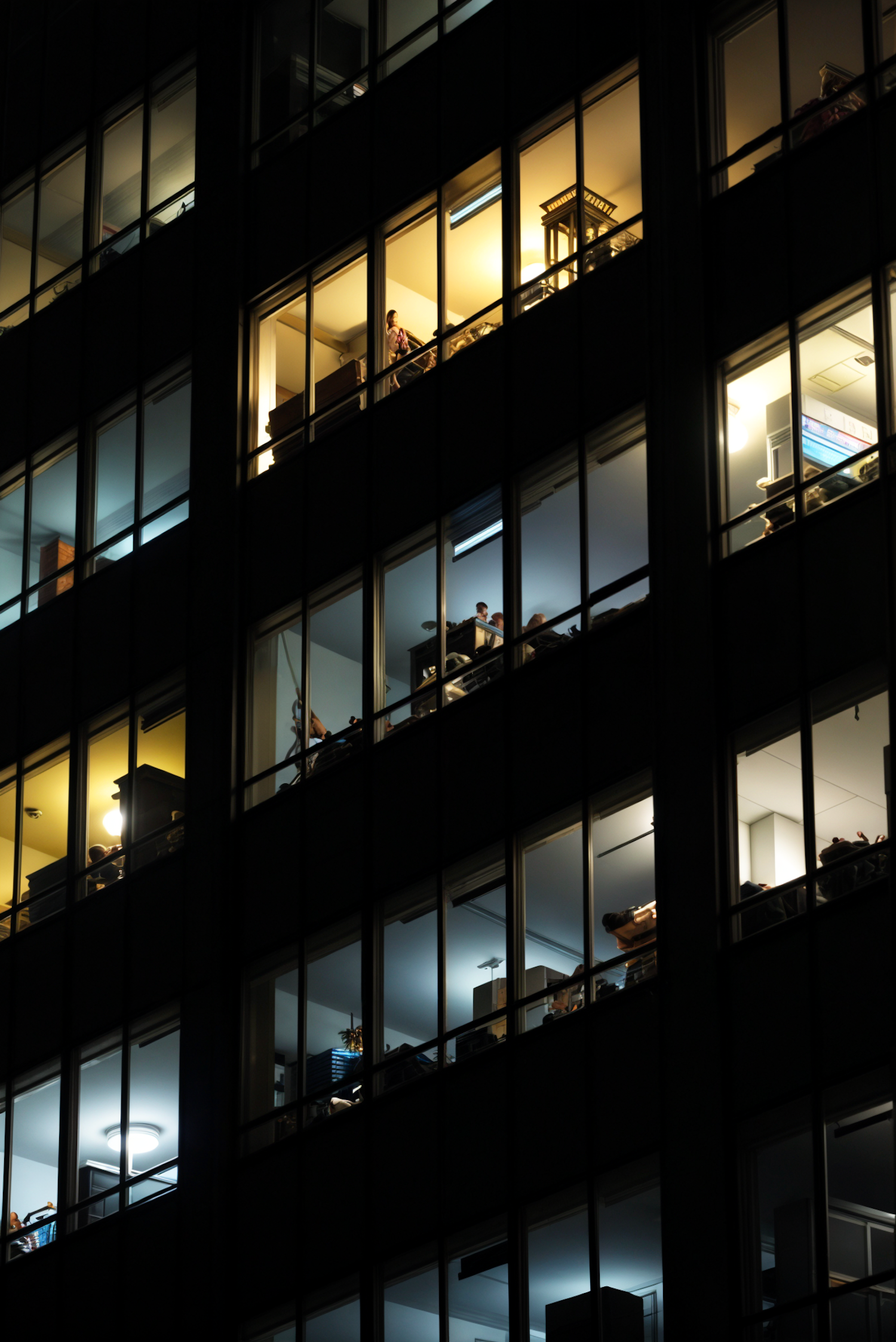 Nighttime Urban Office View