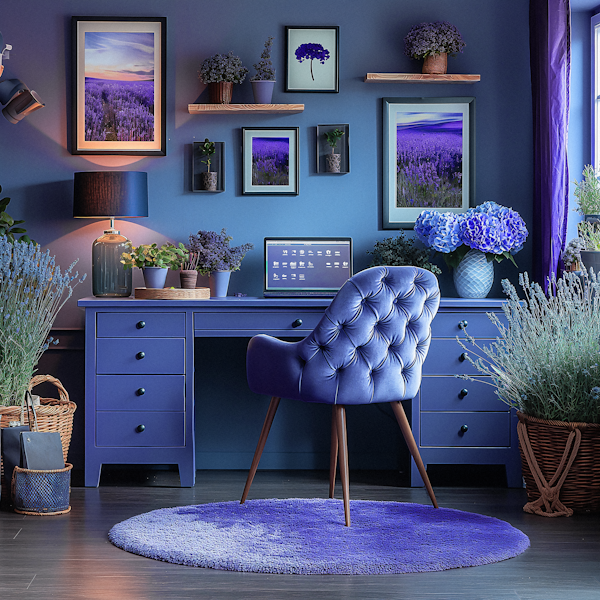 Stylish Blue Home Office Interior