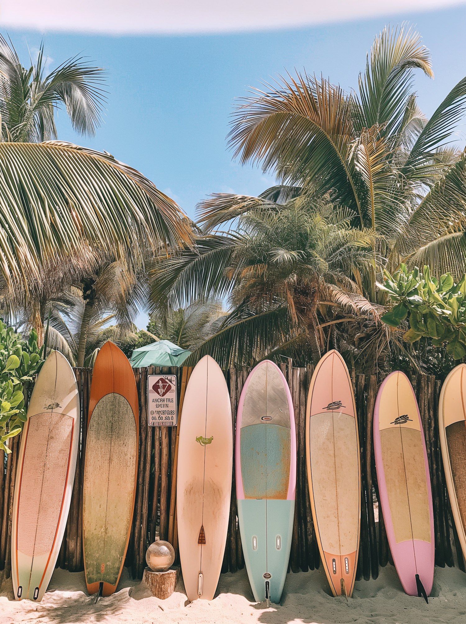 Tropical Beach Surfboard Line-up