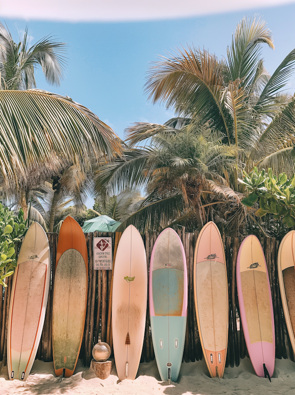 Tropical Beach Surfboard Line-up