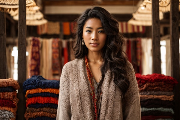 Woman in Textile Shop