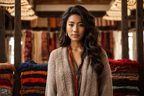 Woman in Textile Shop