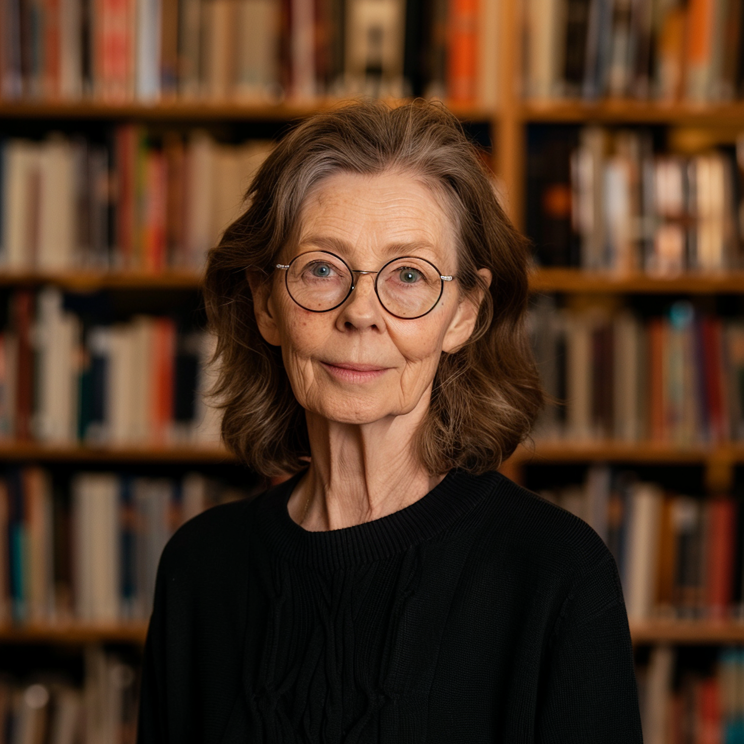 Elderly Woman in Library