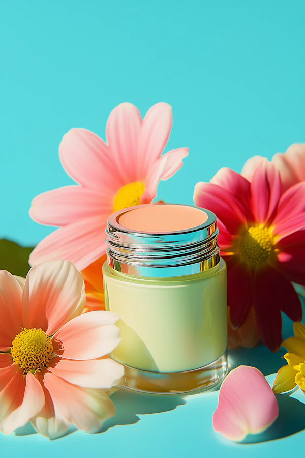 Cosmetic Jar & Flowers