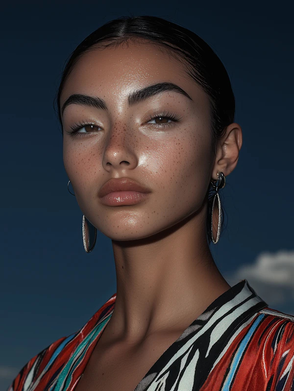 Striking Portrait with Hoop Earrings