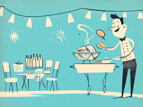 Retro Barbecue Scene