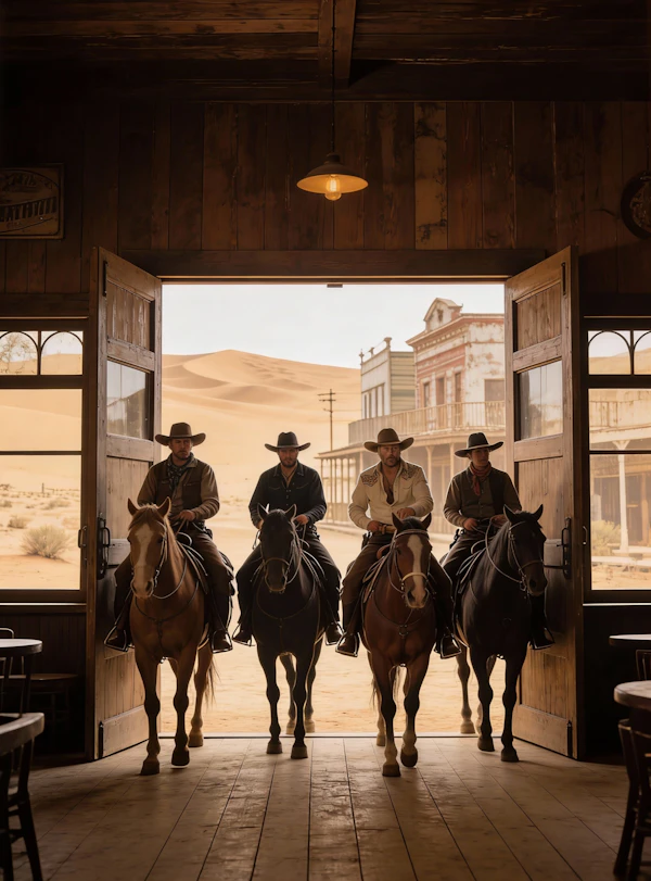 Cowboys Entering Saloon