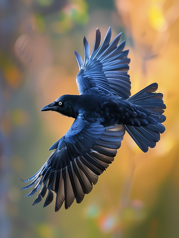 Elegant Blackbird in Flight