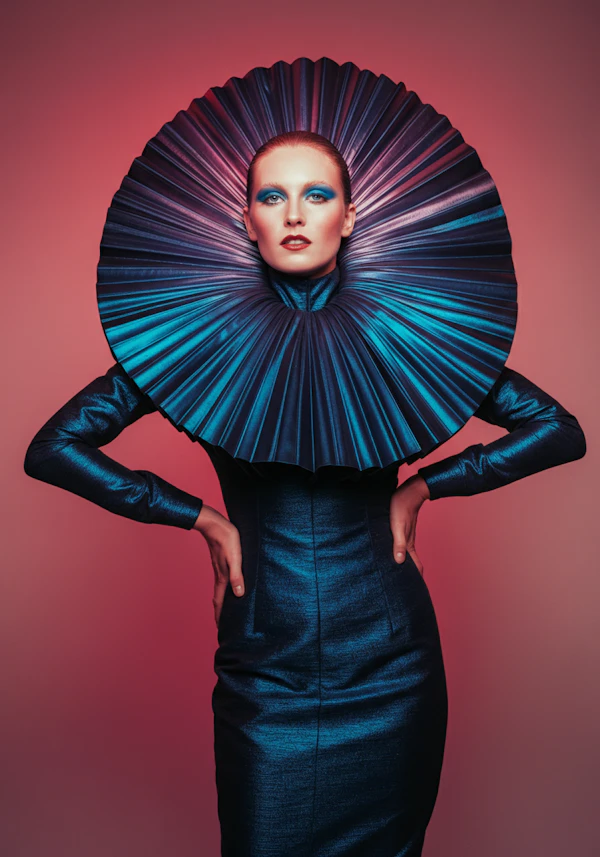 Futuristic Portrait with Pleated Collar