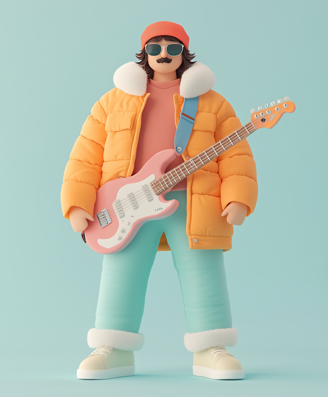 Stylized 3D Character with Electric Guitar