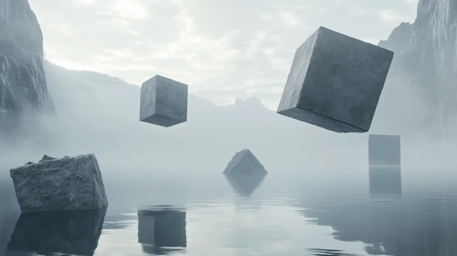 Floating Stone Cubes