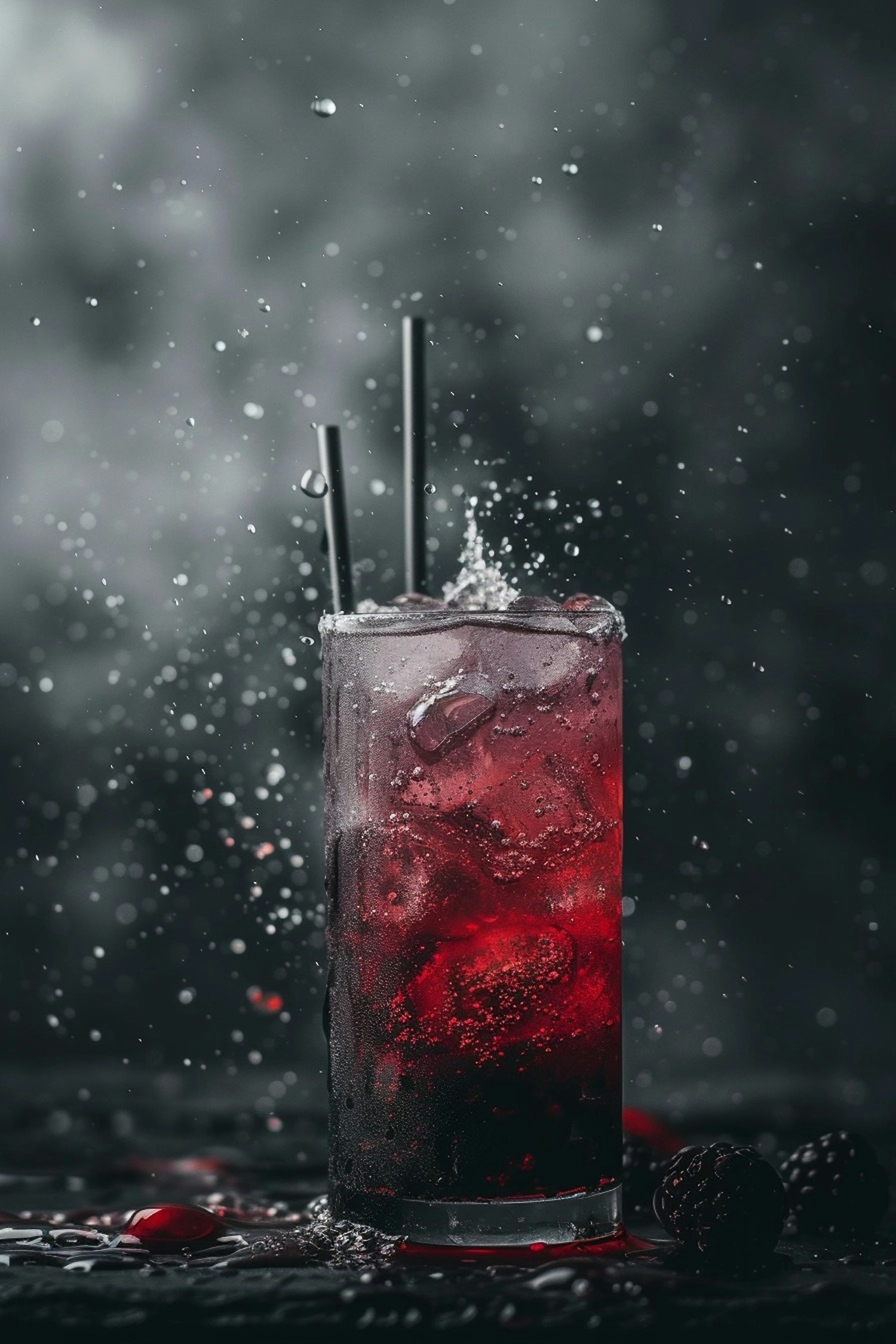 Effervescent Red Cocktail with Berries