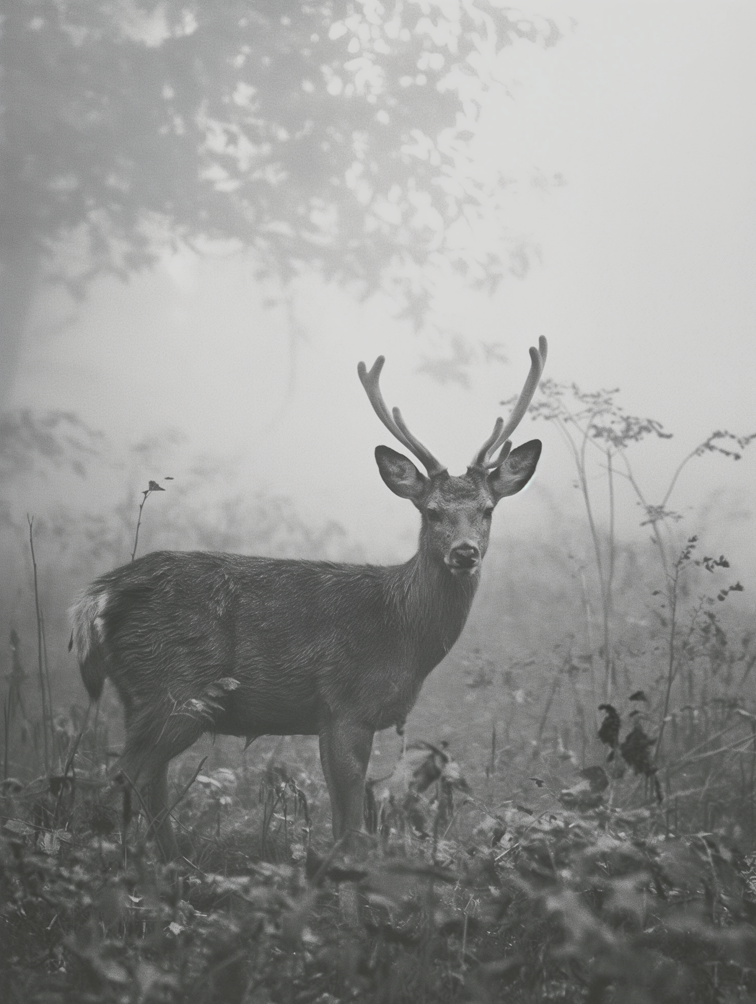 Majestic Deer in Misty Wilderness