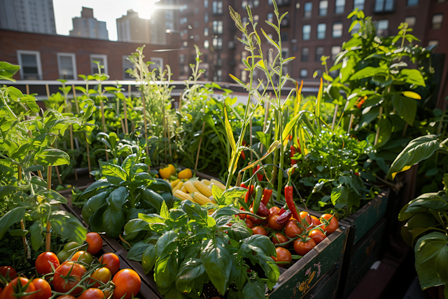 Urban Garden in Sunlight