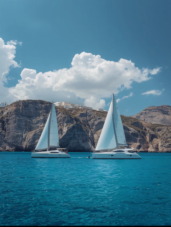 Sailboats on Blue Sea