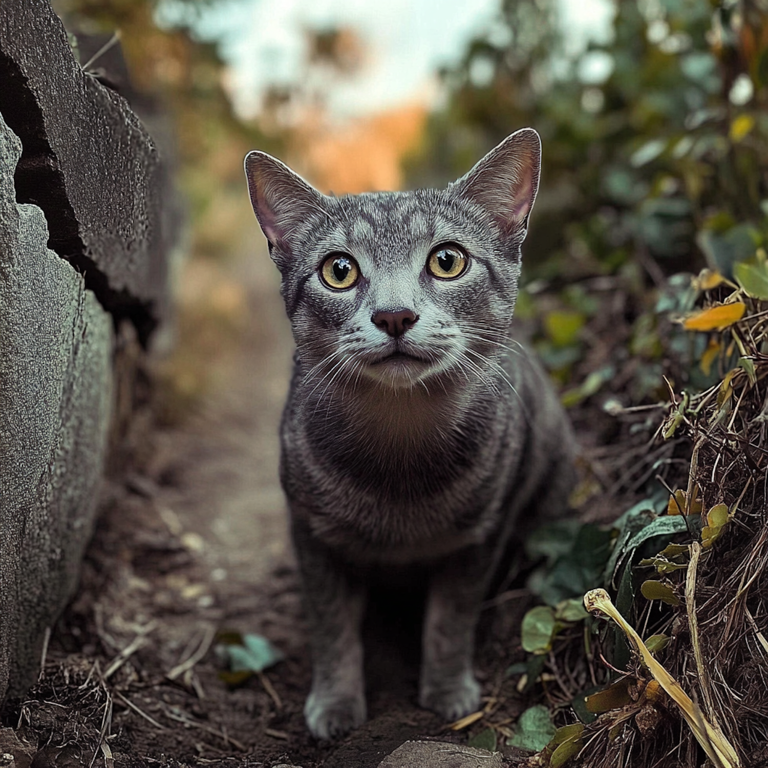 Curious Gray Tabby Cat