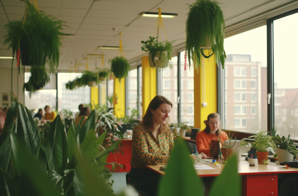 Biophilic Office with Greenery and Natural Light