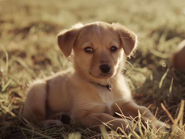 Serene Puppy in Golden Sunlight