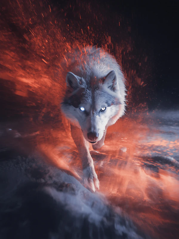 Fiery Wolf in Motion