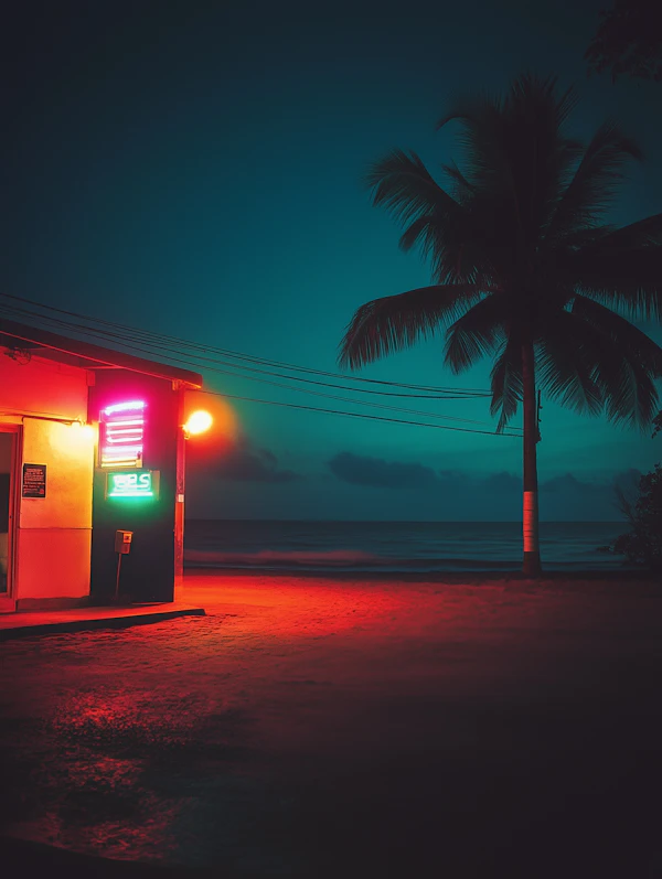 Neon Beach Nightscape