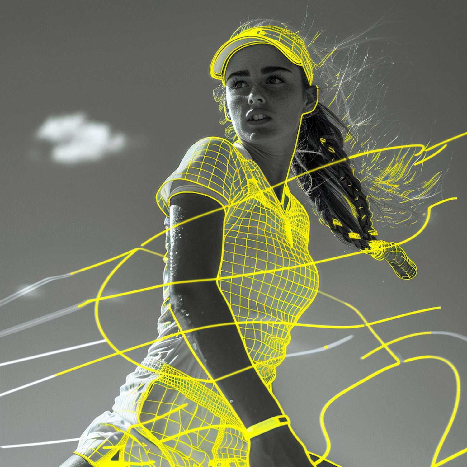 Dynamic Wireframe Athlete