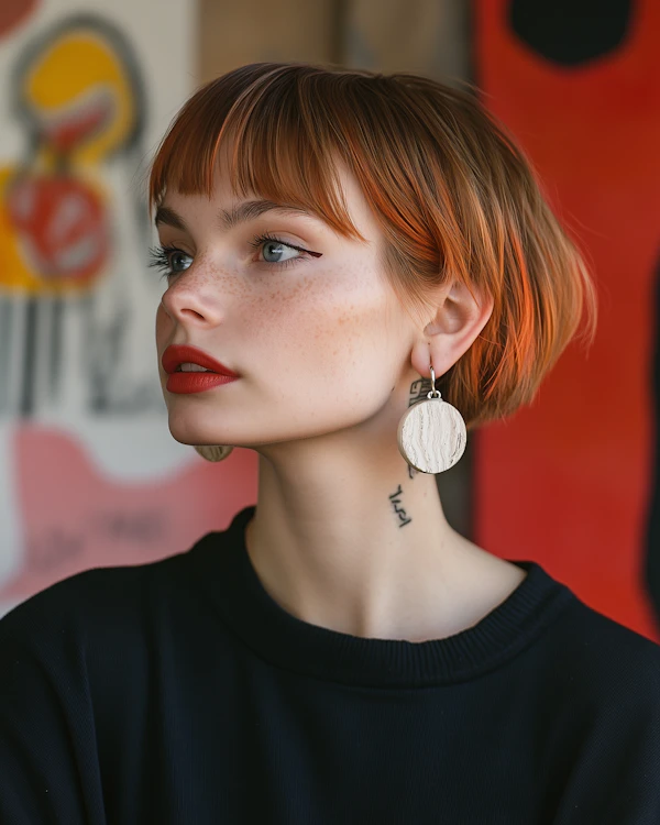 Contemplative Woman with Auburn Hair