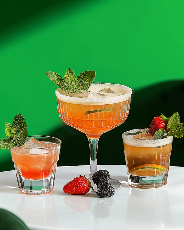 Elegant Cocktails with Fresh Mint