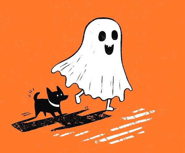 Playful Ghost and Dog Illustration