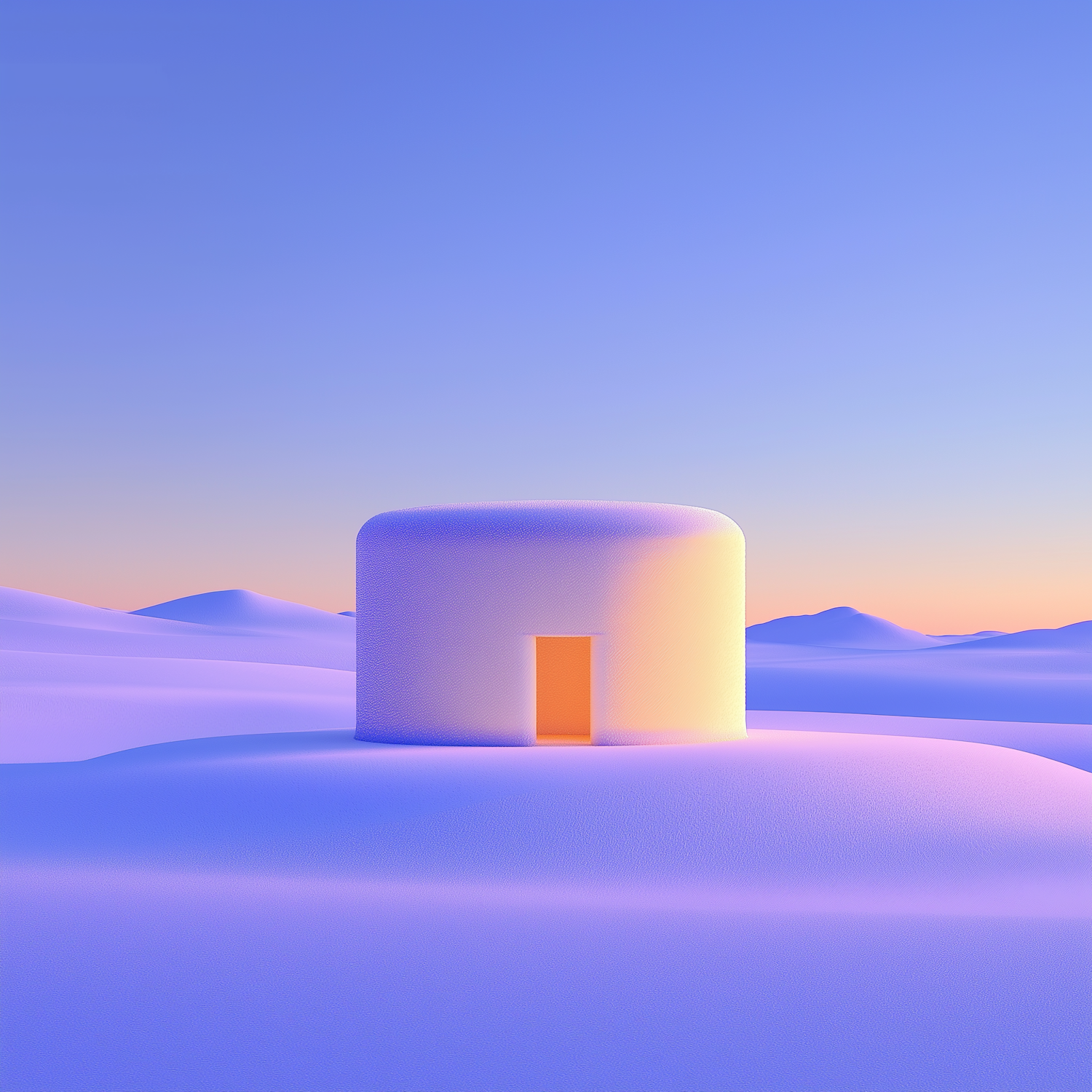 Surreal Landscape with Minimalist Structure