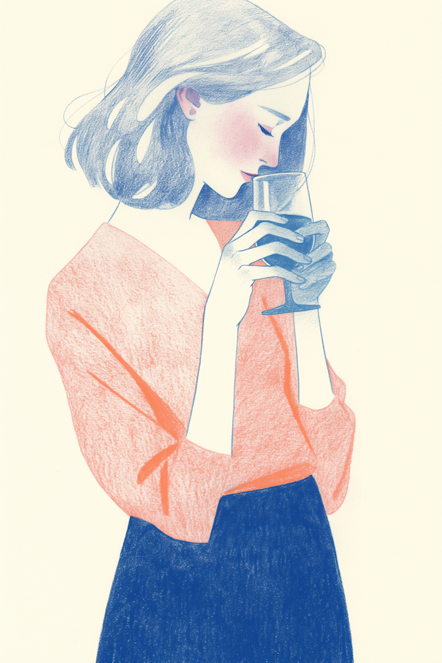 Contemplative Woman Drinking