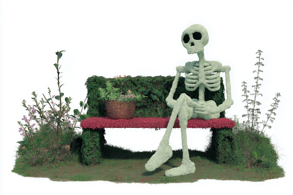 Skeleton on Bench Art