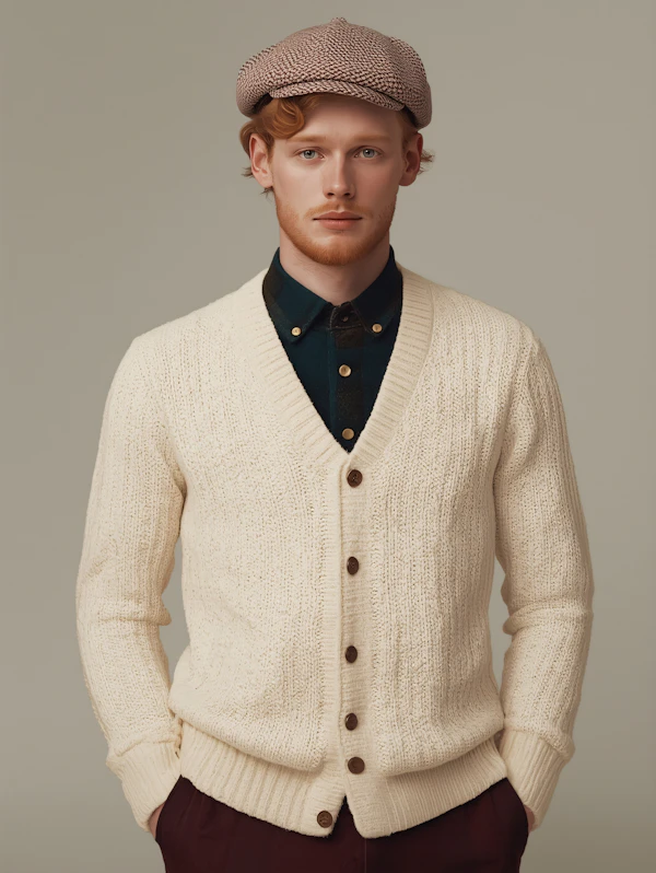 Man in Beige Cardigan