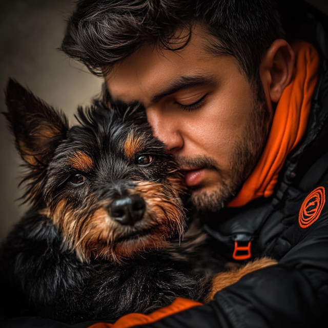 Man and Dog Sharing a Tender Moment